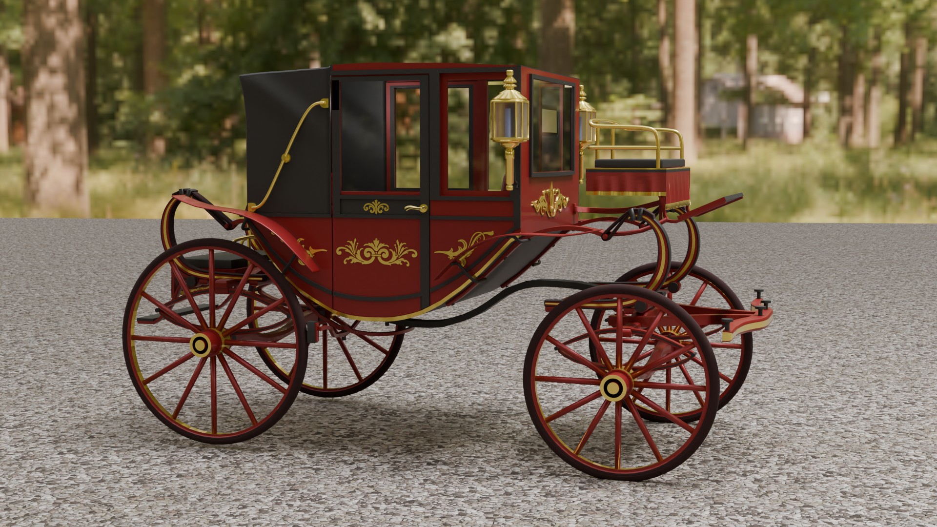 Blenderを使って作った幌付き貴賓馬車、アンティークシリーズ - サイジドウ